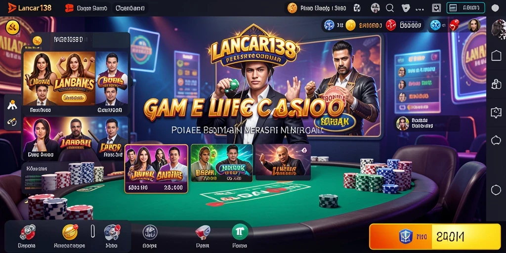 Tangkapan layar gameplay LANCAR138 menampilkan dealer langsung dan suasana yang mendebarkan.
