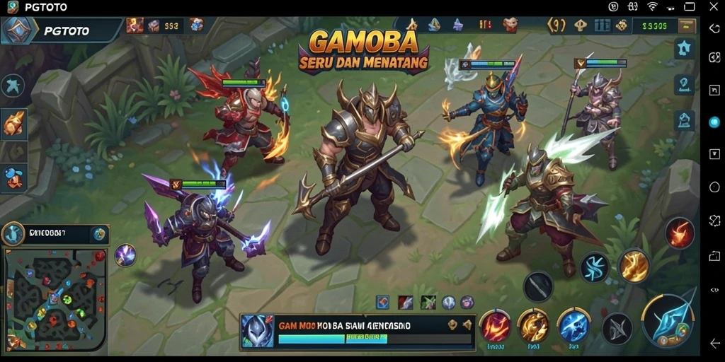 Tangkapan layar menunjukkan pertempuran seru dalam PGTOTO MOBA.