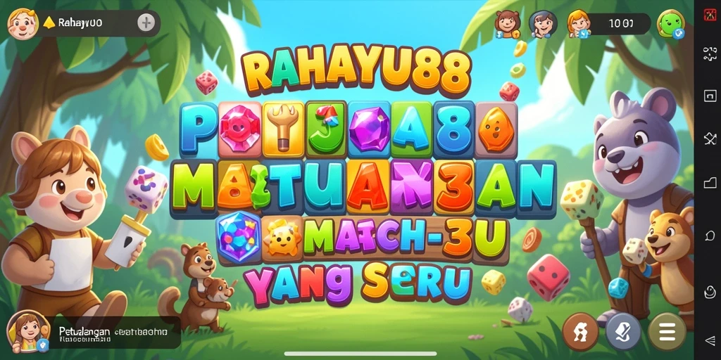Tampilan gameplay seru dari RAHAYU88 dengan desain Match-3 yang menawan.