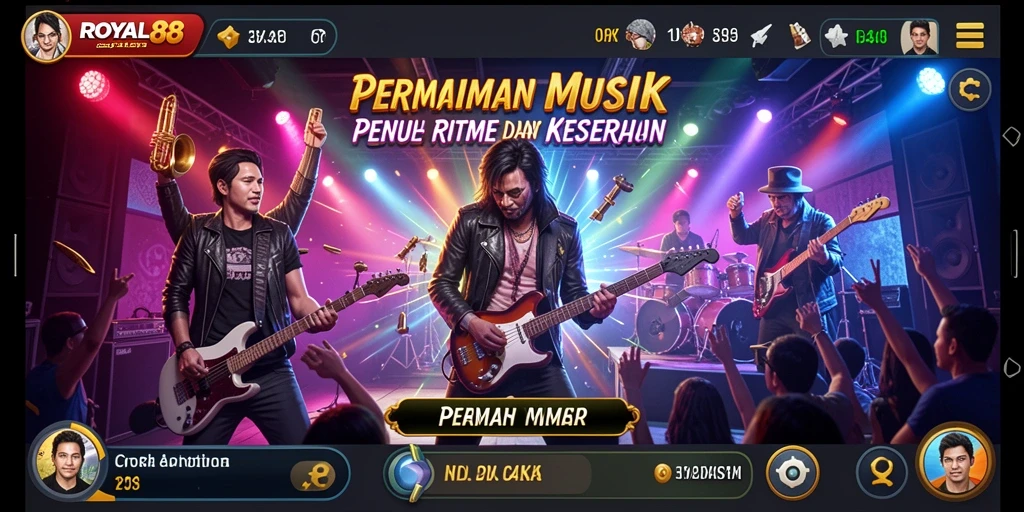 Tampilan gameplay menarik dari ROYAL88 dengan berbagai pilihan musik.