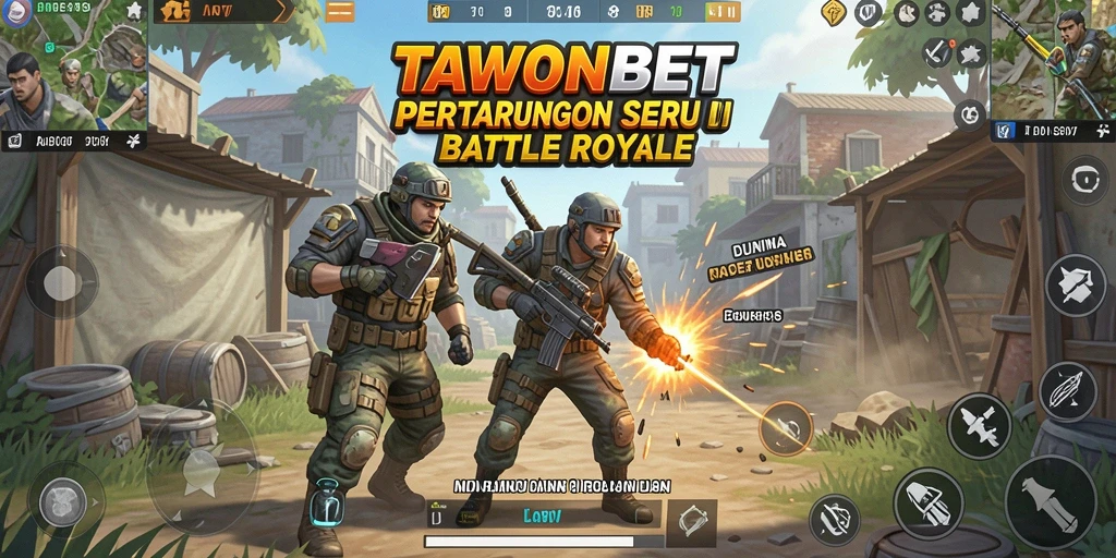 Screenshot gameplay <strong>TAWONBET</strong> menampilkan pertempuran seru di arena Battle Royale.