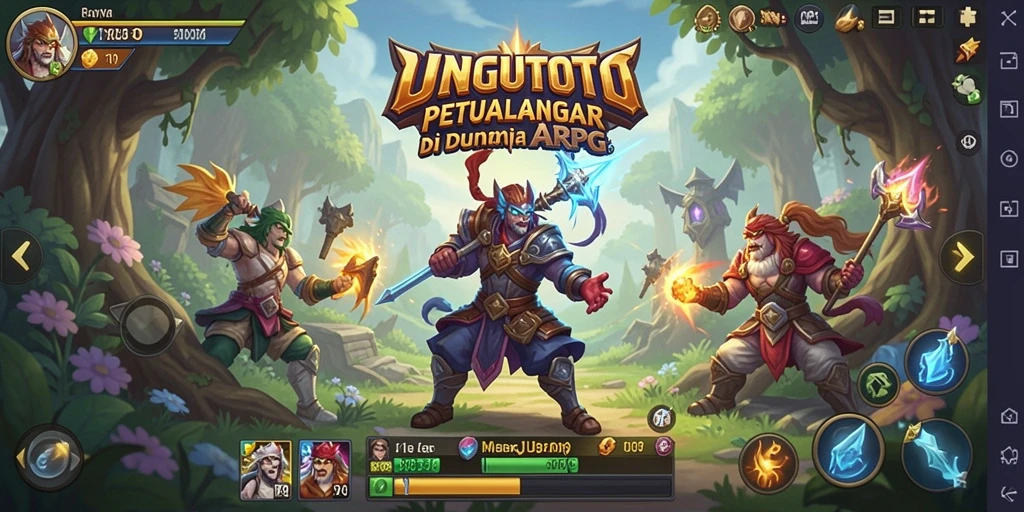 Tangkapan layar gameplay UNGUTOTO menampilkan aksi pertempuran yang penuh semangat.