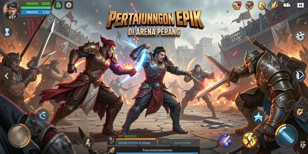 Gameplay pertarungan yang mendebarkan di V87 dengan karakter unik.