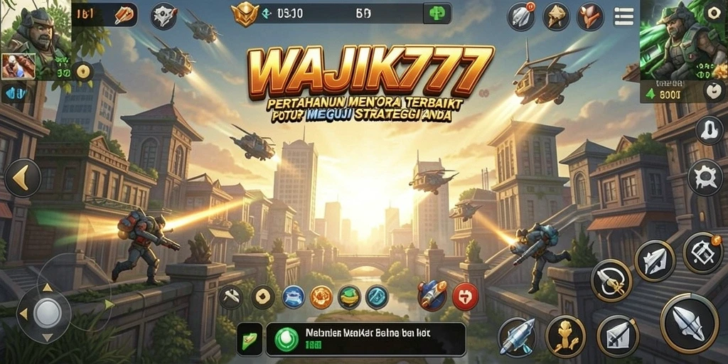 Tampilan gameplay menakjubkan dari WAJIK777 dalam genre Tower Defense.