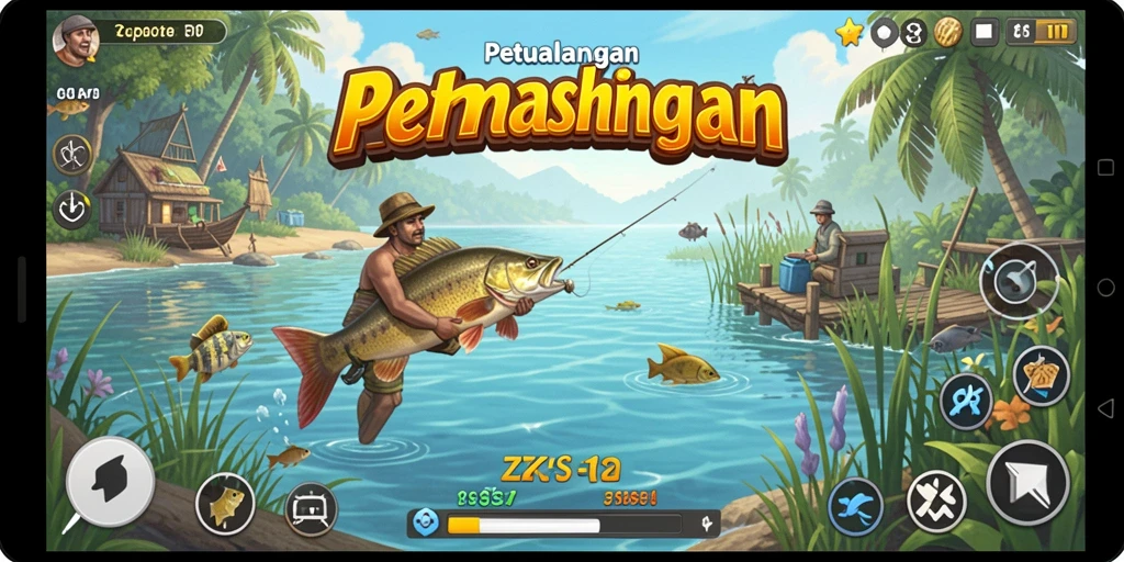 Gameplay seru ZK7 menampilkan petualangan memancing yang menarik.